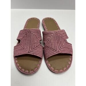 Carrie Forbes Pink Raffia Slide Sandals Women’s 38 Handmade Morocco Woven Flats